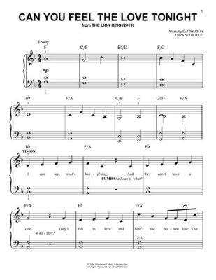 can you feel the love tonight piano sheet music? In what ways does the song's melody reflect the universal human experience of love?